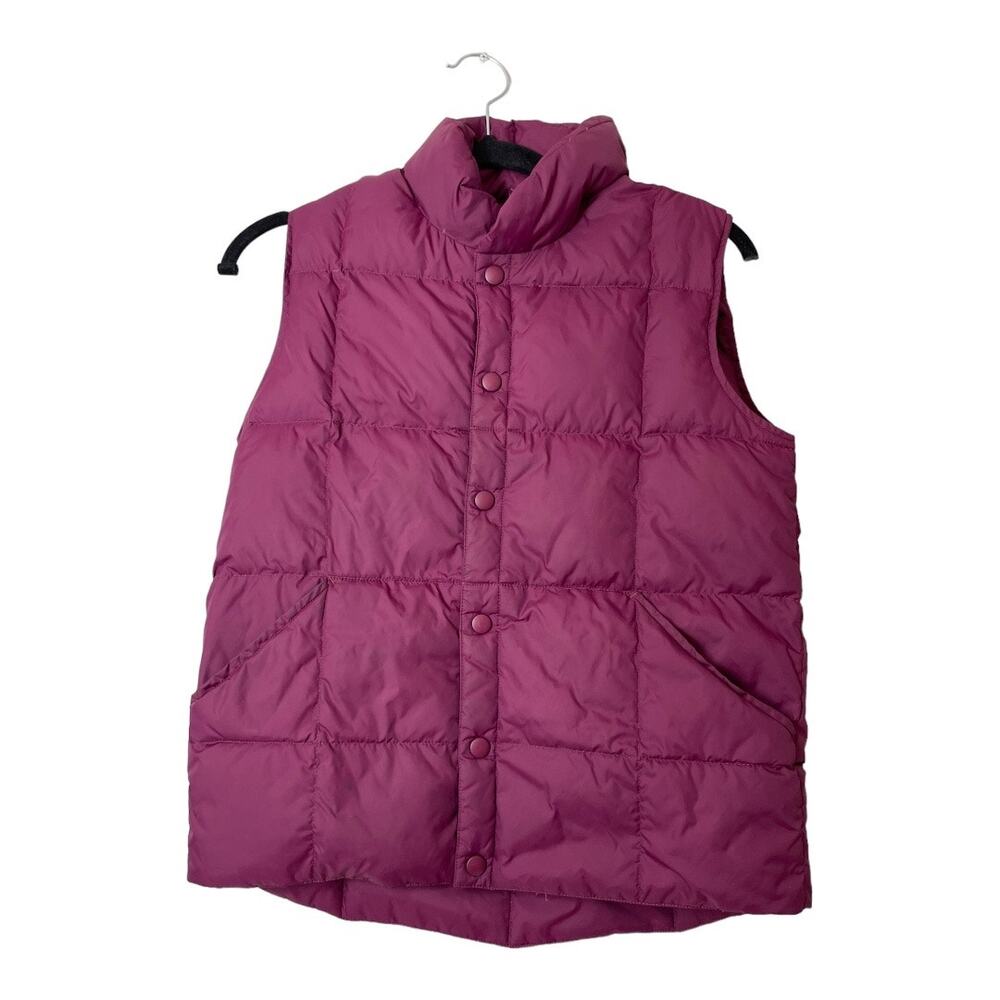 Lands End Girls Medium 10-12 Down Puffer Vest Pockets Outerwear Eggplant Purple